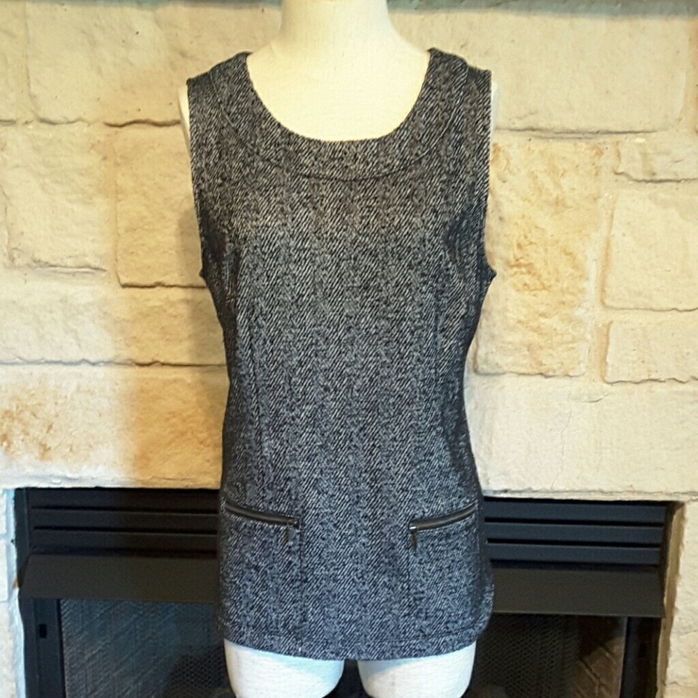 CAbi 993 CECE Shell Herringbone Speckled Vest M